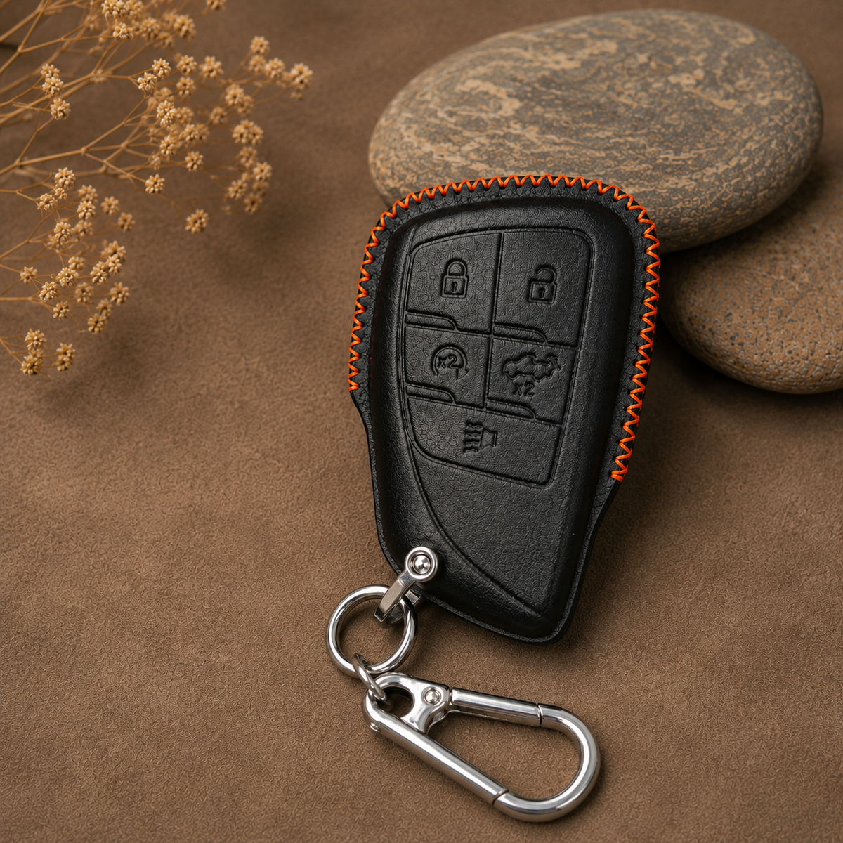 Custom Leather Key Fob Cover Compatible with Chevrolet Silverado and Tahoe