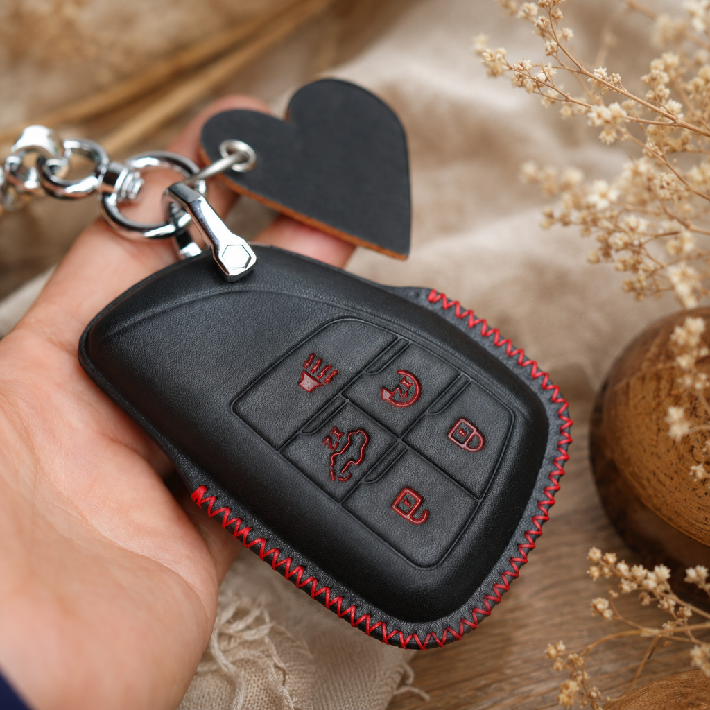 Custom Leather Key Fob Cover Compatible with Chevrolet Z71, ZR2 and Silverado