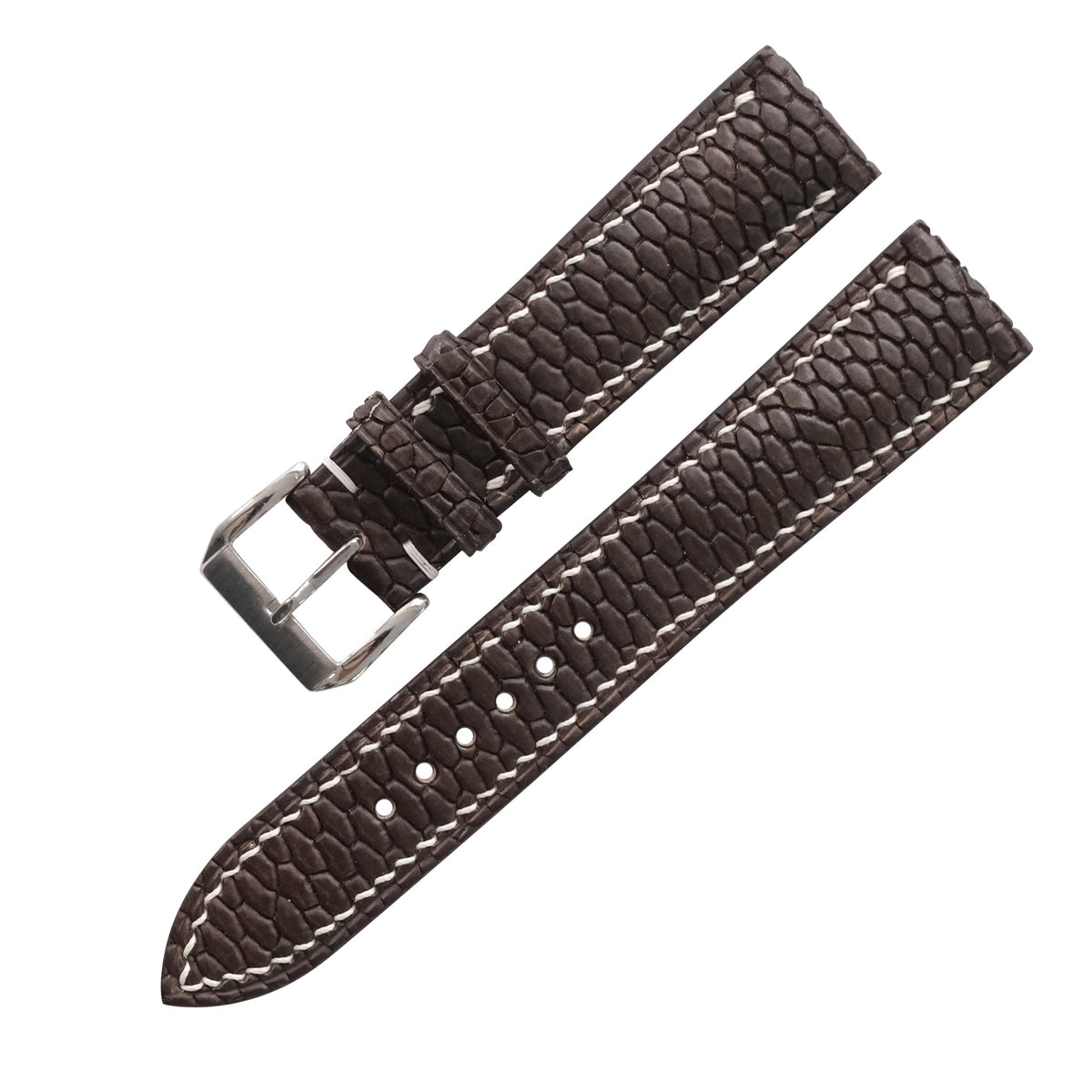 Patina Chocolate Brown Beaver Tail Leather Watch Strap