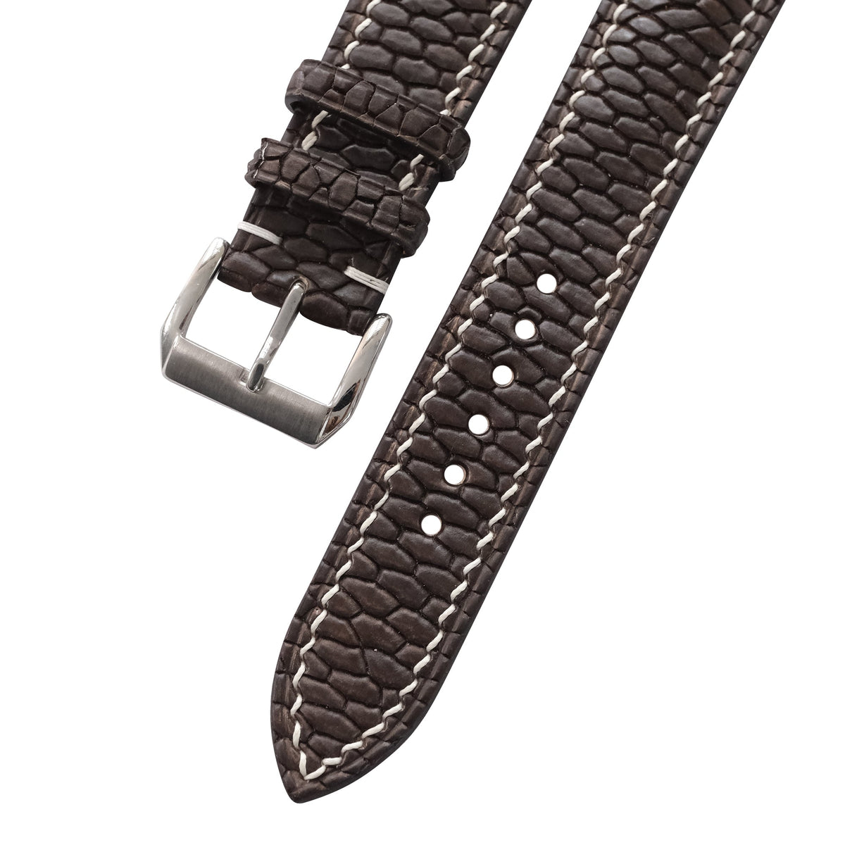 Patina Chocolate Brown Beaver Tail Leather Watch Strap