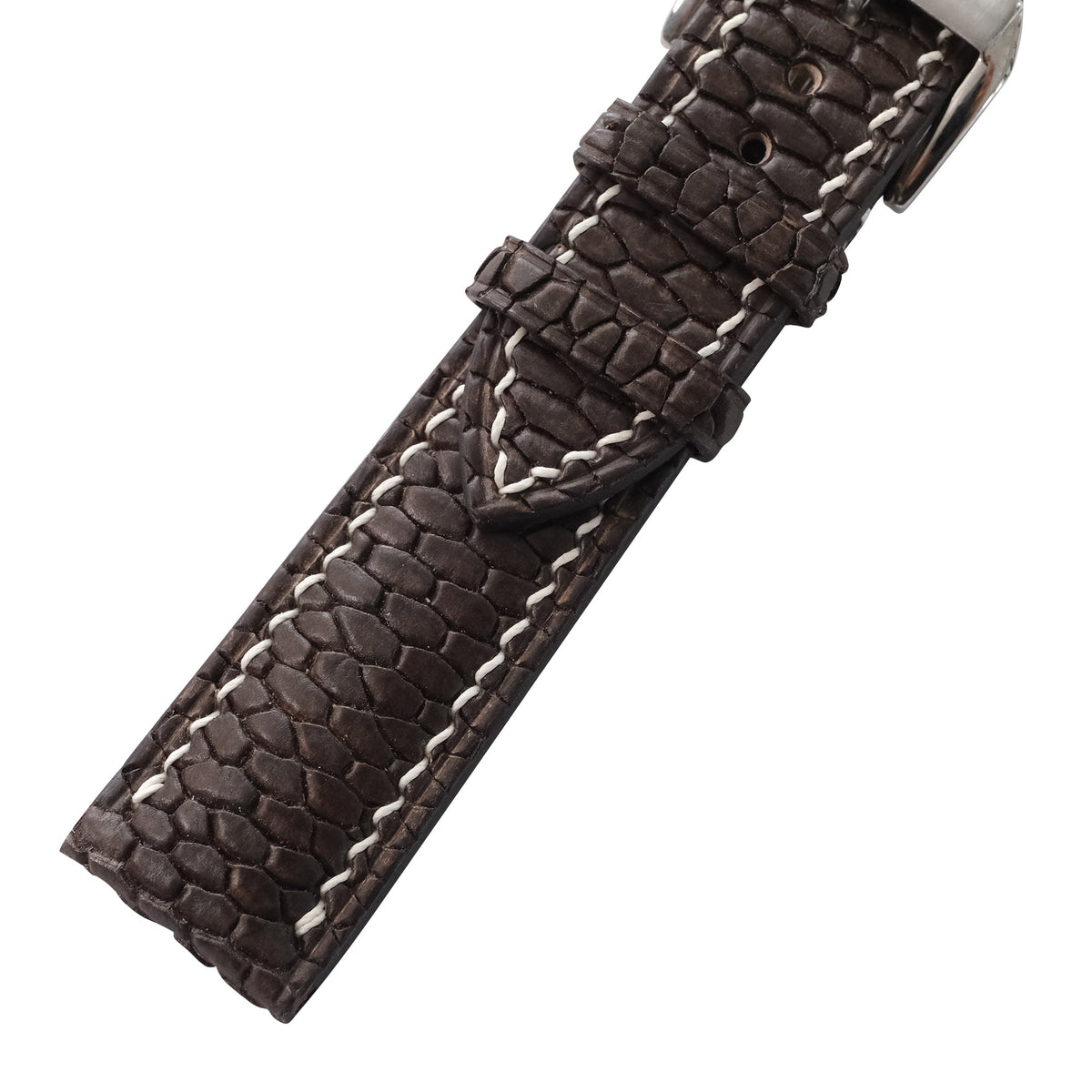 Patina Chocolate Brown Beaver Tail Leather Watch Strap