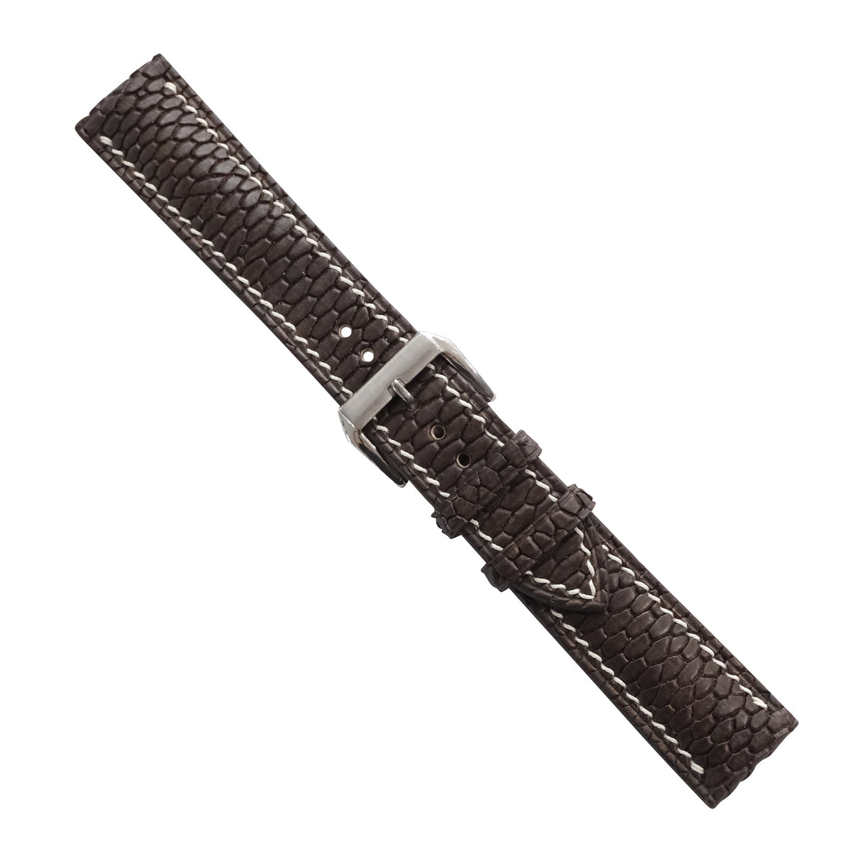 Patina Chocolate Brown Beaver Tail Leather Watch Strap