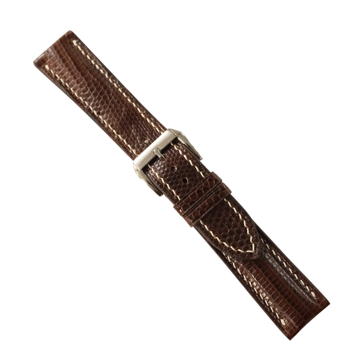 Padded Chocolate Brown Lizard Leather Watch Strap
