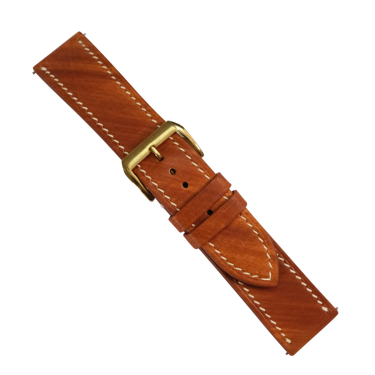 Cognac Brown Patina Vegetable Tanned Leather Watch Strap