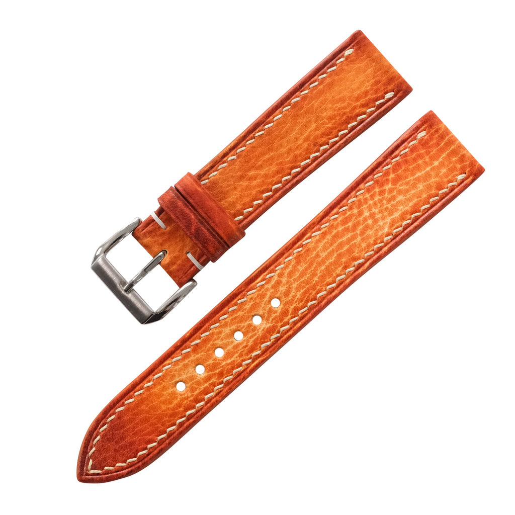 Cognac Orange Patina Italian Leather Watch Strap