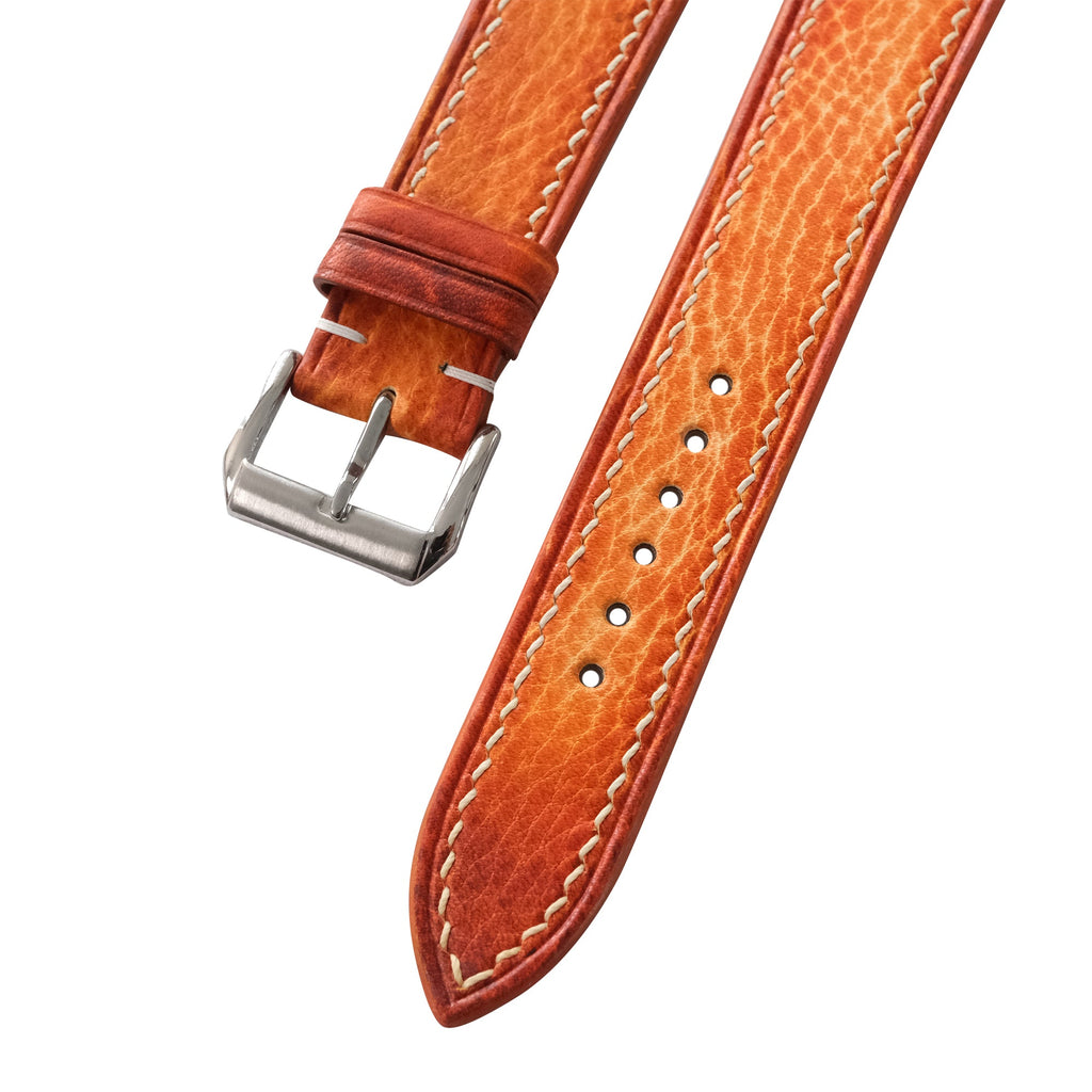 Cognac Orange Patina Italian Leather Watch Strap
