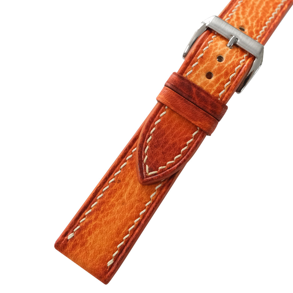 Cognac Orange Patina Italian Leather Watch Strap