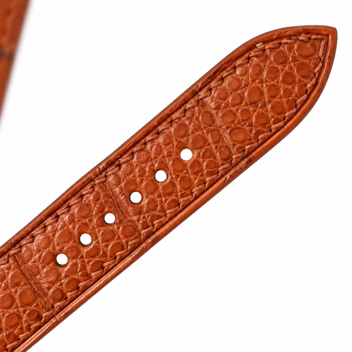 Cognac Orange Small Round Scale Alligator Leather Watch Strap