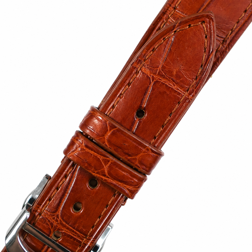 Cognac Red Brown Alligator Leather Watch Strap
