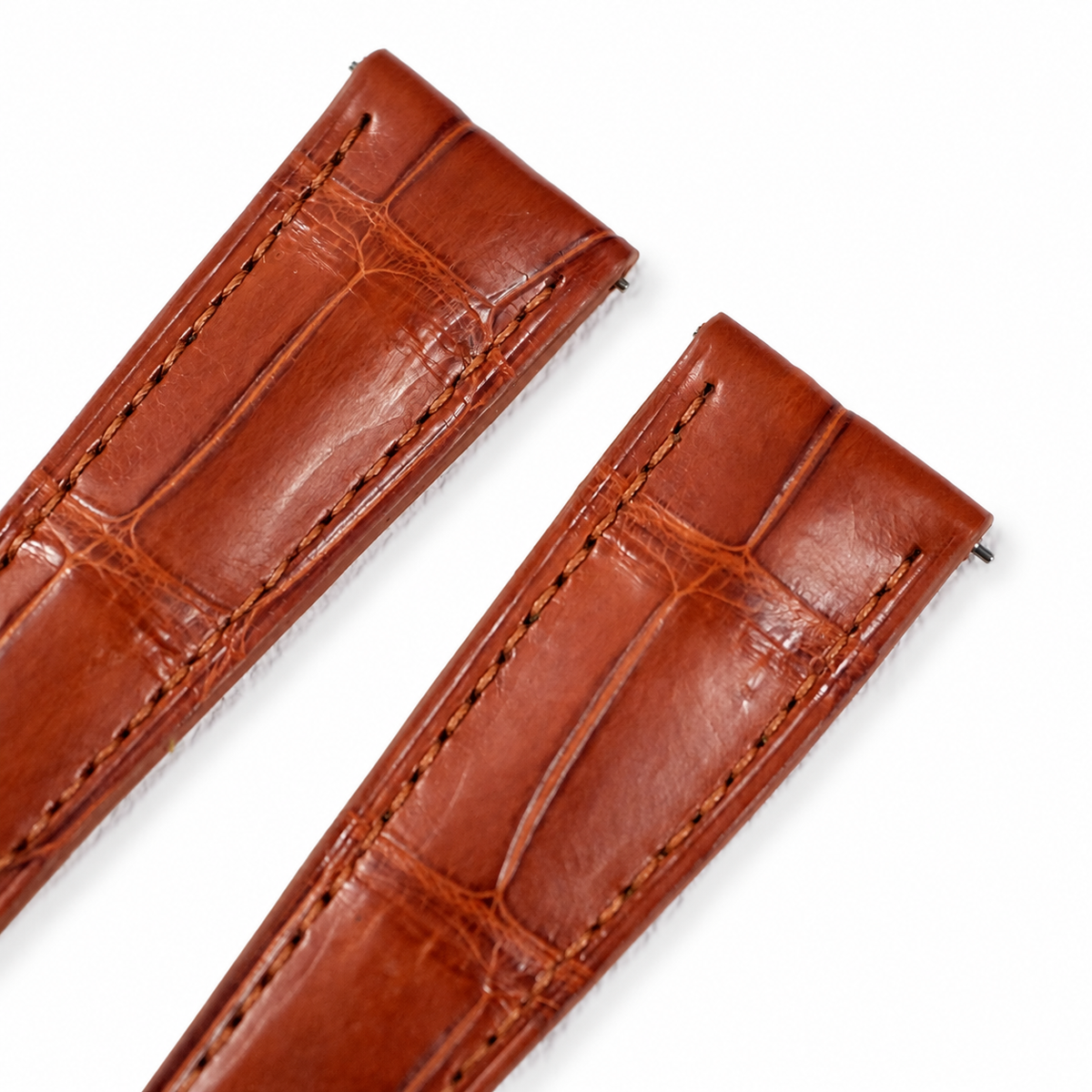 Cognac Red Brown Alligator Leather Watch Strap