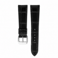 Curved End Flat Black Alligator Leather Watch Strap