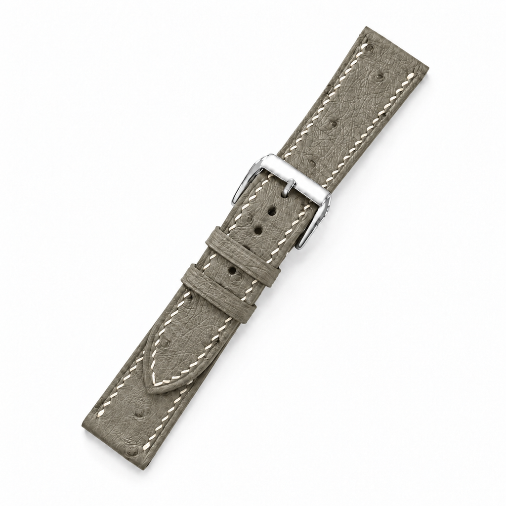 Taupe Ostrich Leather Watch Strap