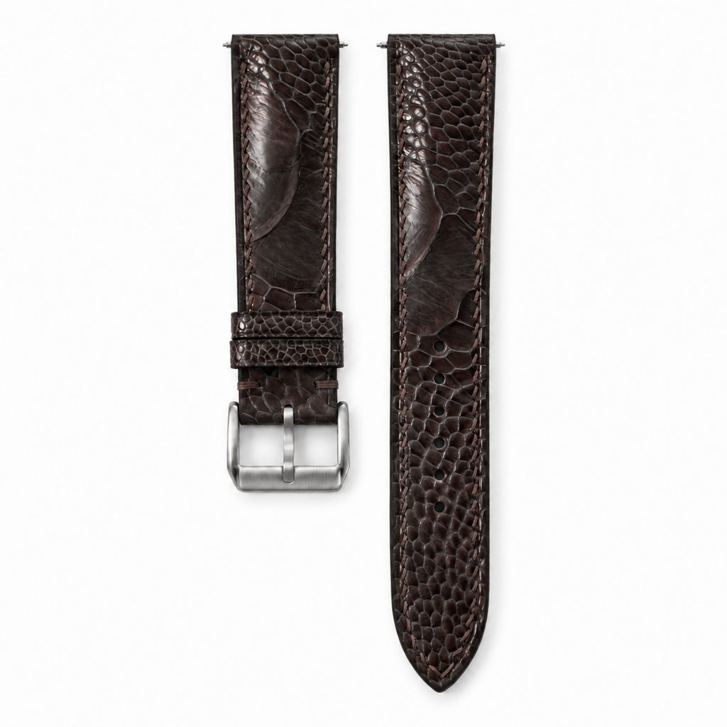 Nicotine Brown Ostrich Leg Leather Watch Strap