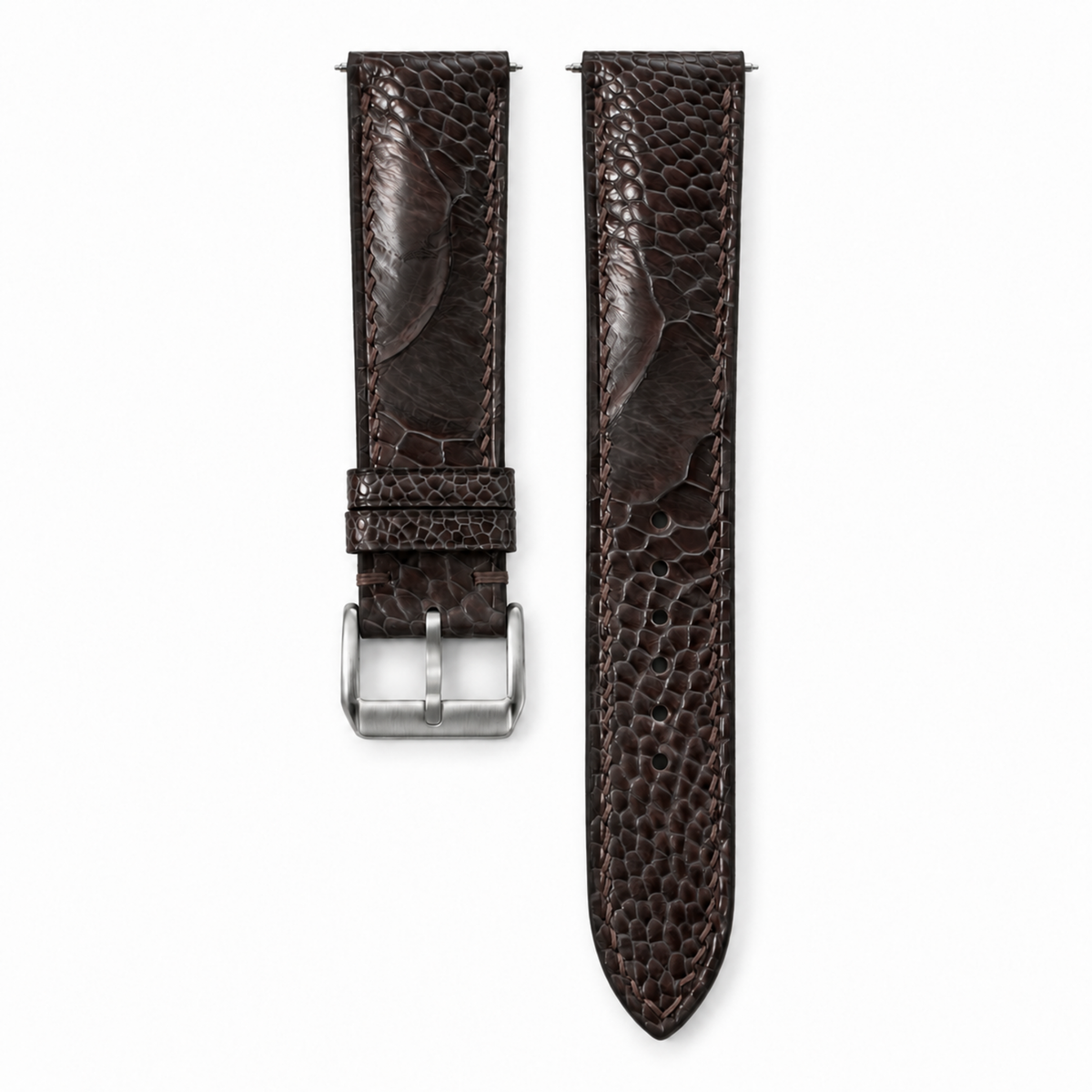 Nicotine Brown Ostrich Leg Leather Watch Strap