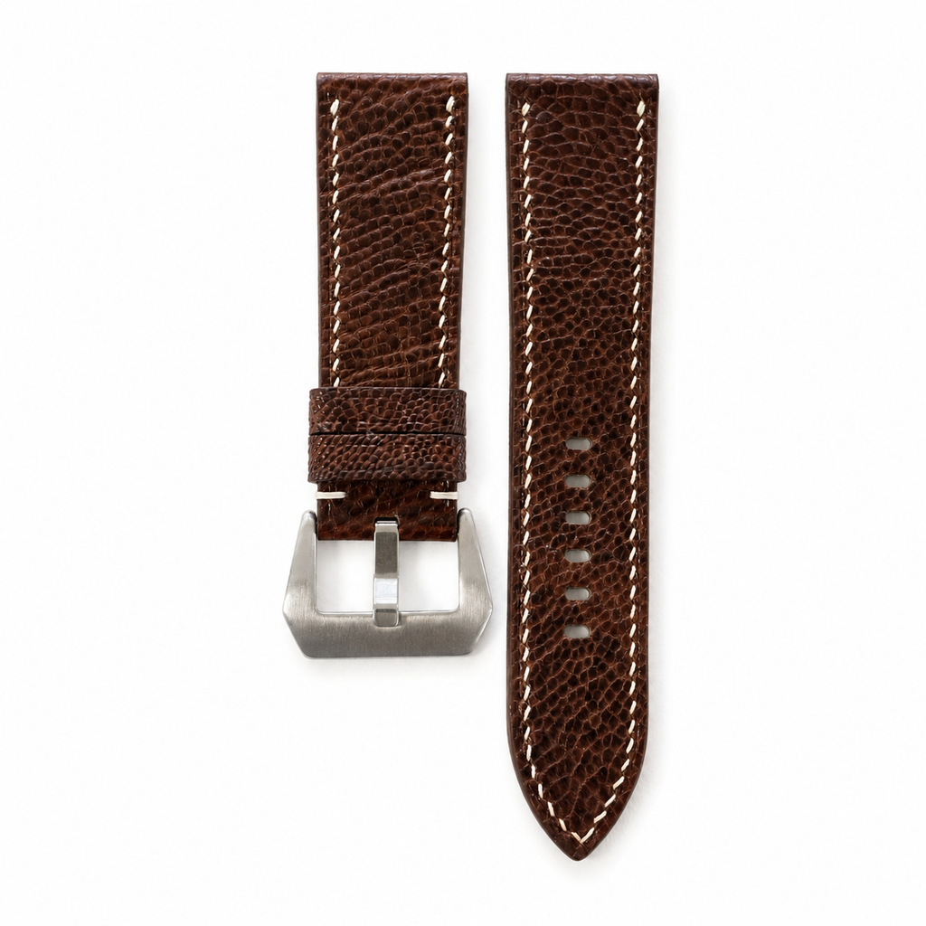 Dark Brown Ostrich Leg Leather Watch Strap