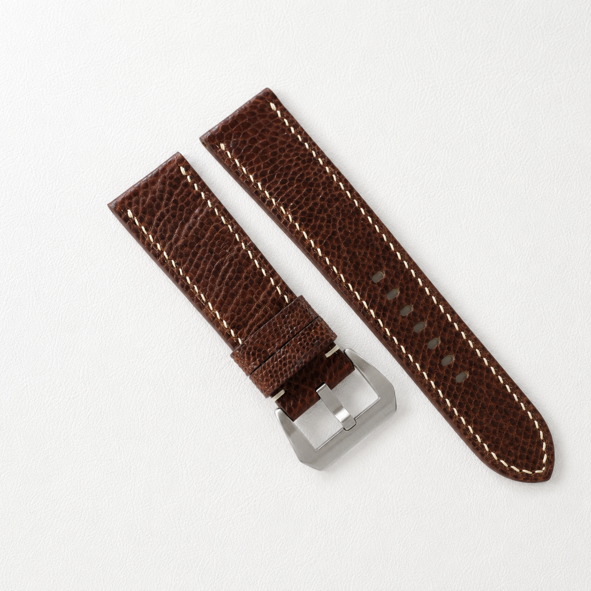 Dark Brown Ostrich Leg Leather Watch Strap