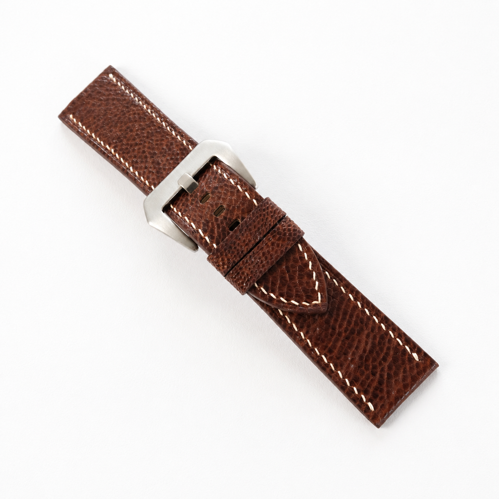 Dark Brown Ostrich Leg Leather Watch Strap