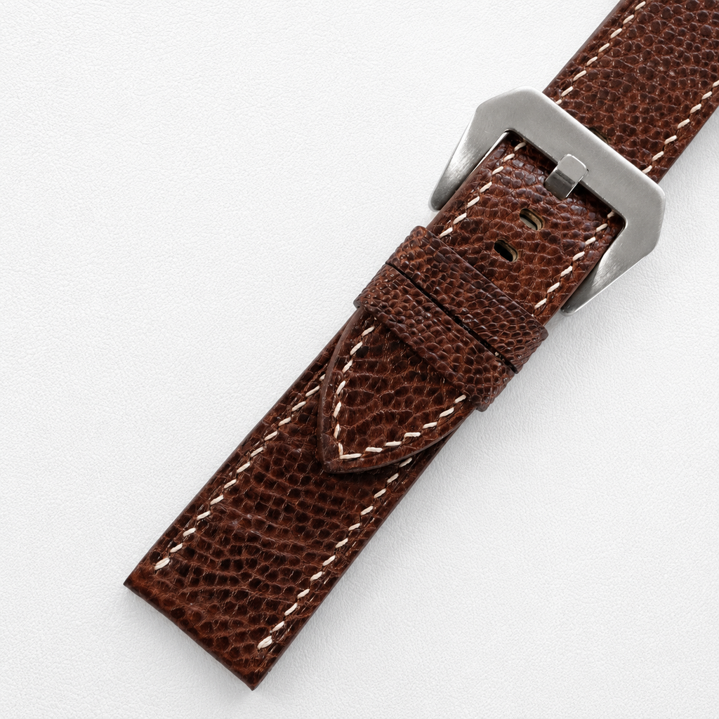Dark Brown Ostrich Leg Leather Watch Strap