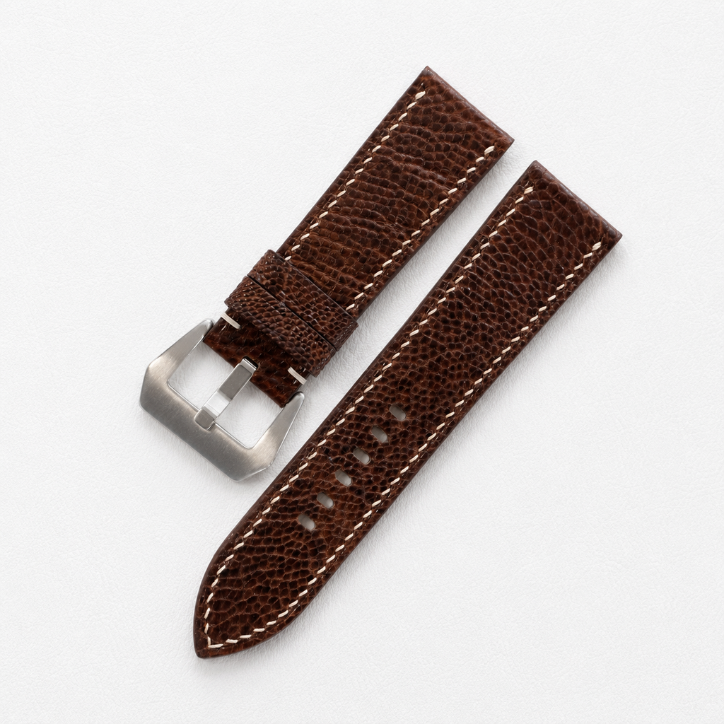 Dark Brown Ostrich Leg Leather Watch Strap