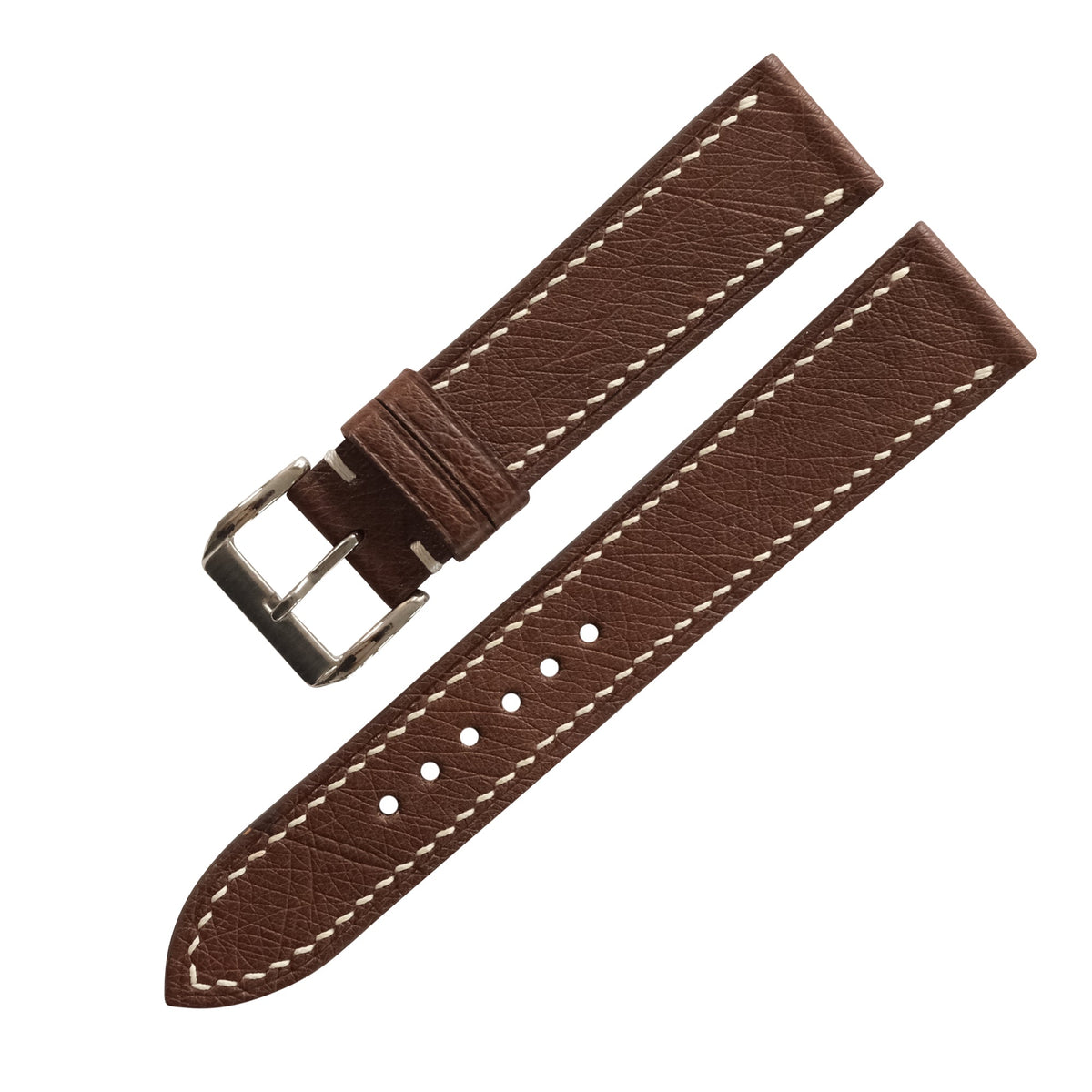 Dark Chocolate Brown Smooth Ostrich Leather Watch Strap