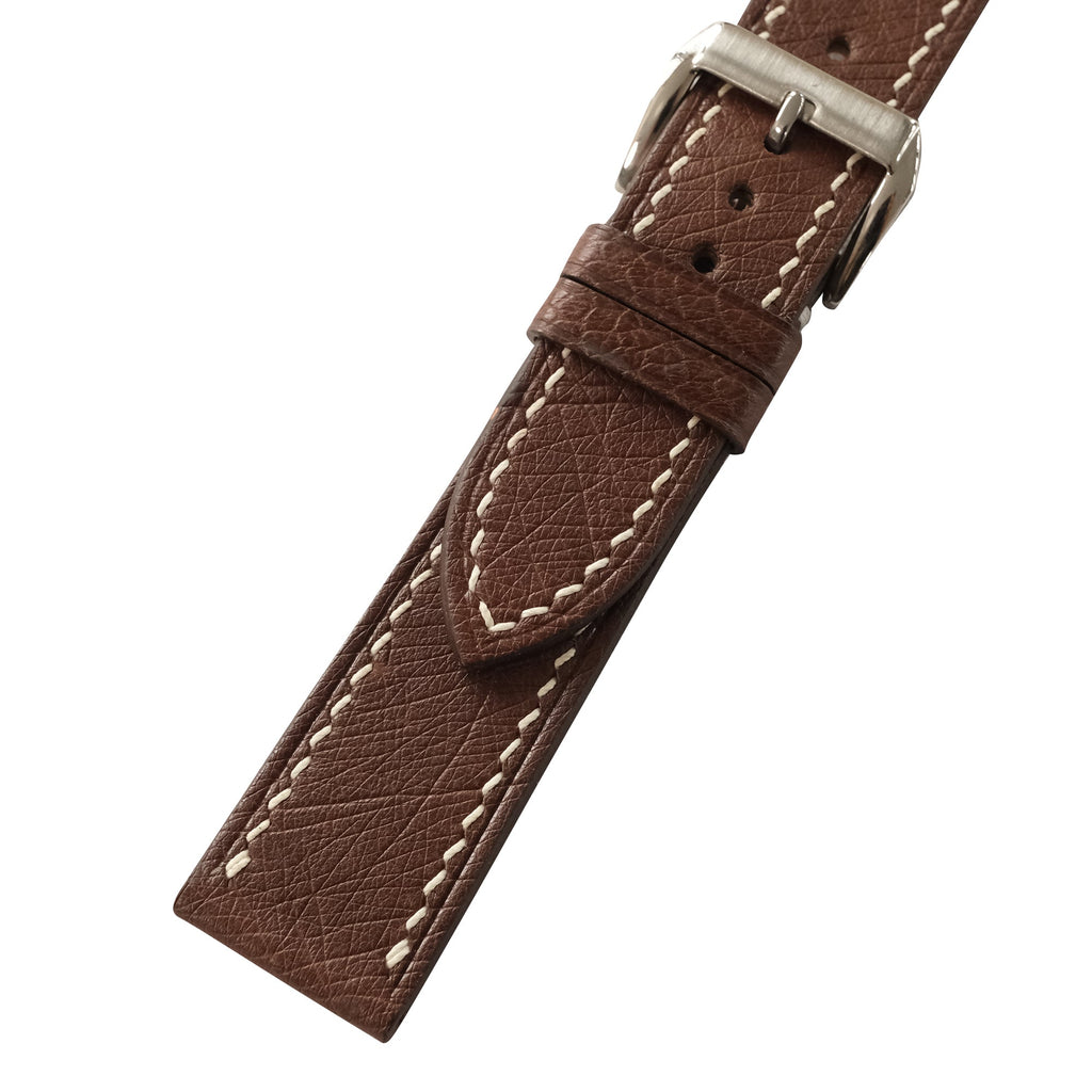 Dark Chocolate Brown Smooth Ostrich Leather Watch Strap