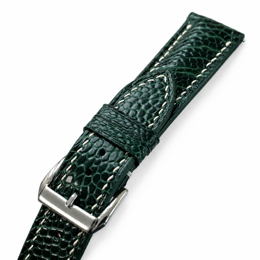 Green Ostrich Leg Leather Watch Strap