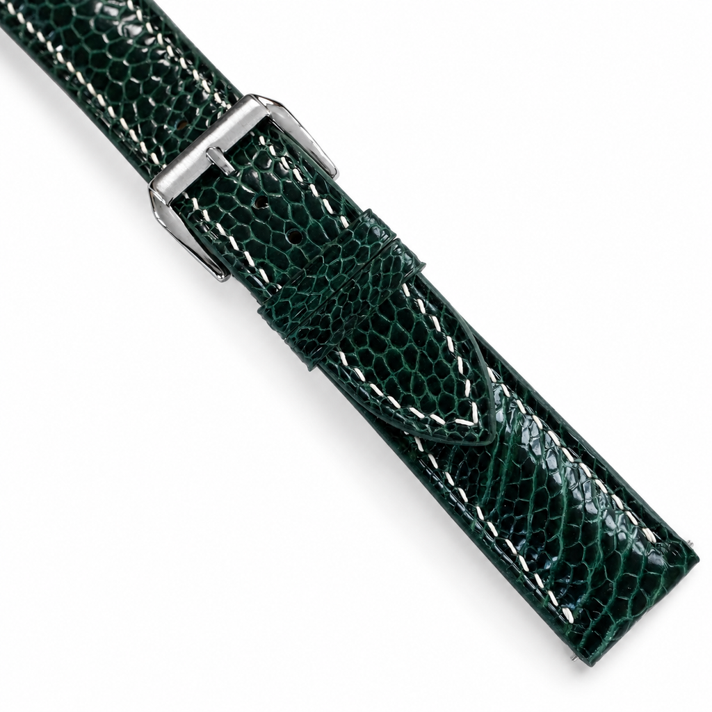 Green Ostrich Leg Leather Watch Strap