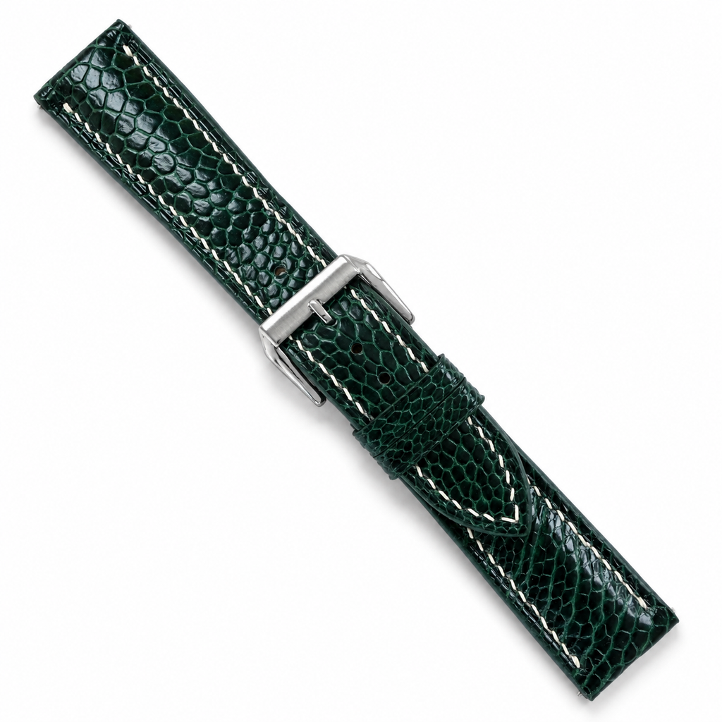 Green Ostrich Leg Leather Watch Strap