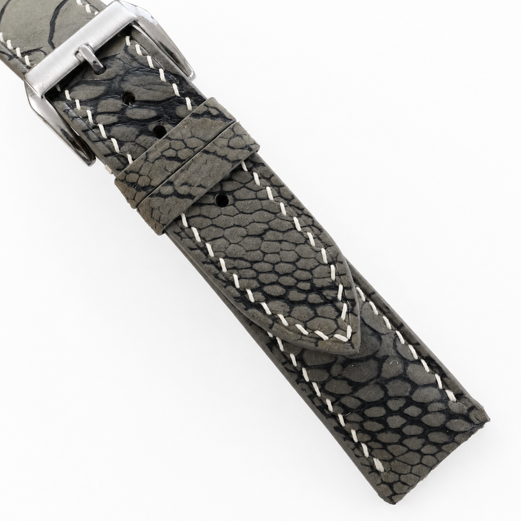 Dark Olive Nubuck Ostrich Leg Leather Watch Strap