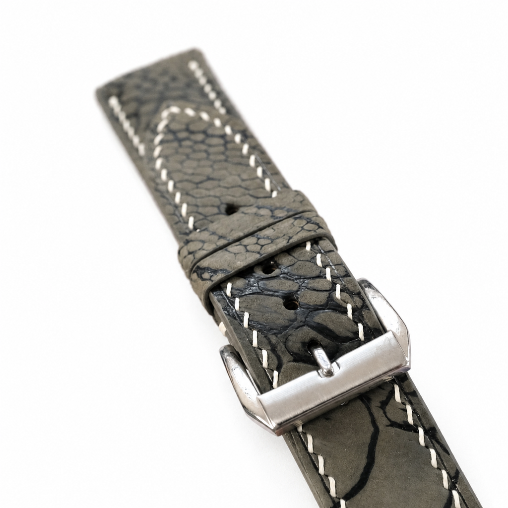 Dark Olive Nubuck Ostrich Leg Leather Watch Strap