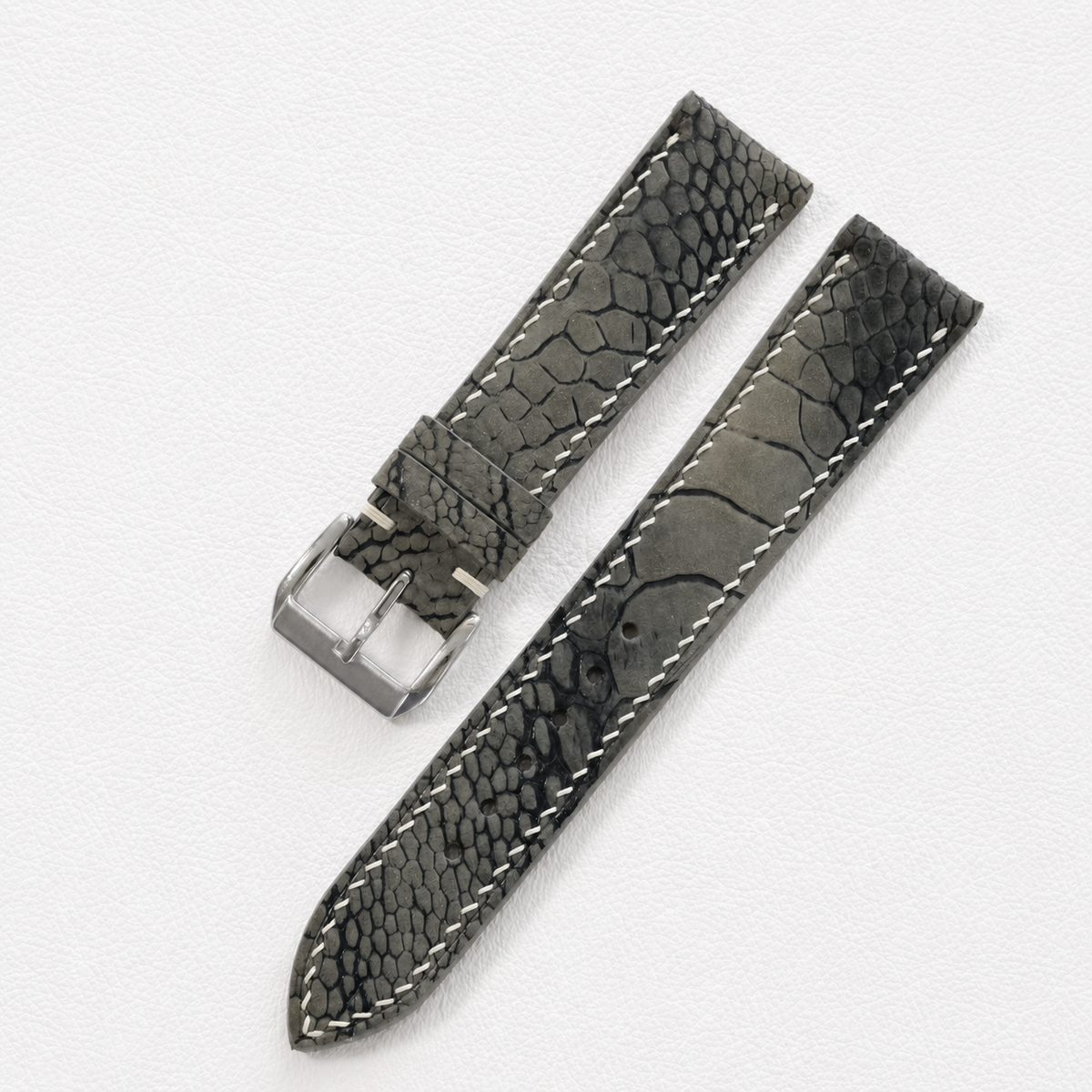 Dark Olive Nubuck Ostrich Leg Leather Watch Strap
