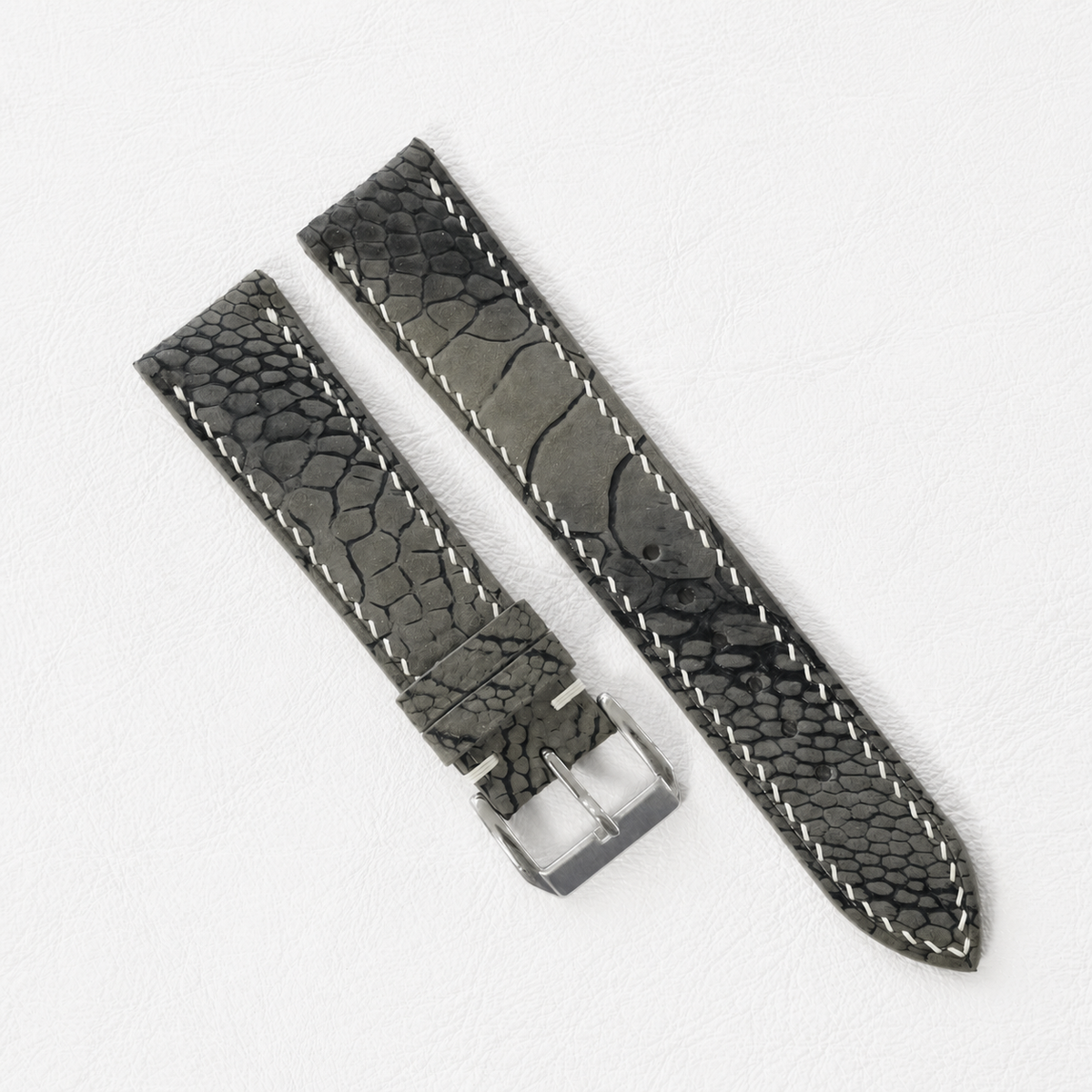 Dark Olive Nubuck Ostrich Leg Leather Watch Strap