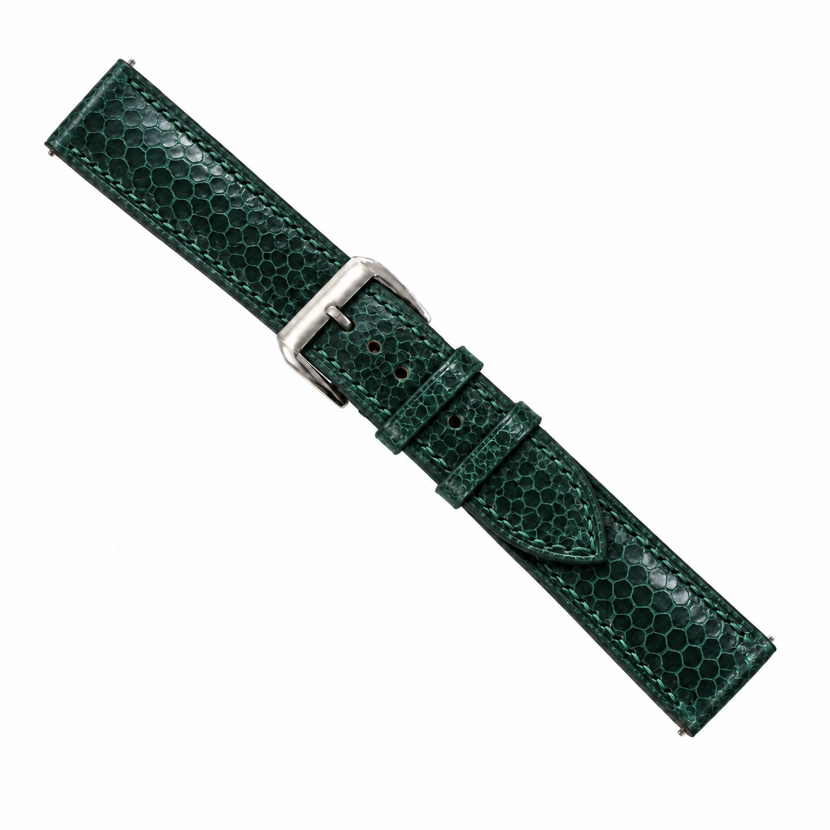 Dark Teal Green Sea Snake Leather Watch Strap