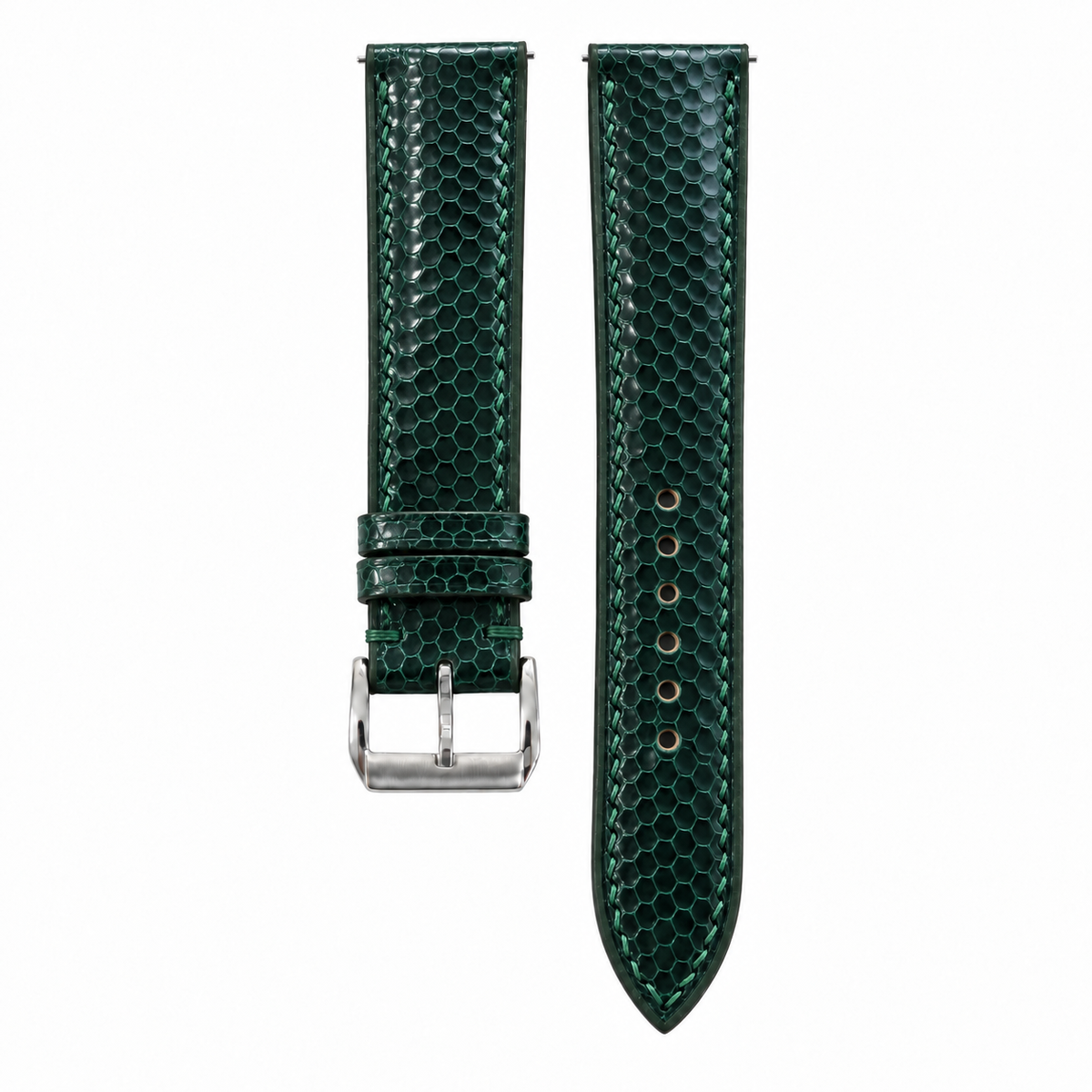 Dark Teal Green Sea Snake Leather Watch Strap