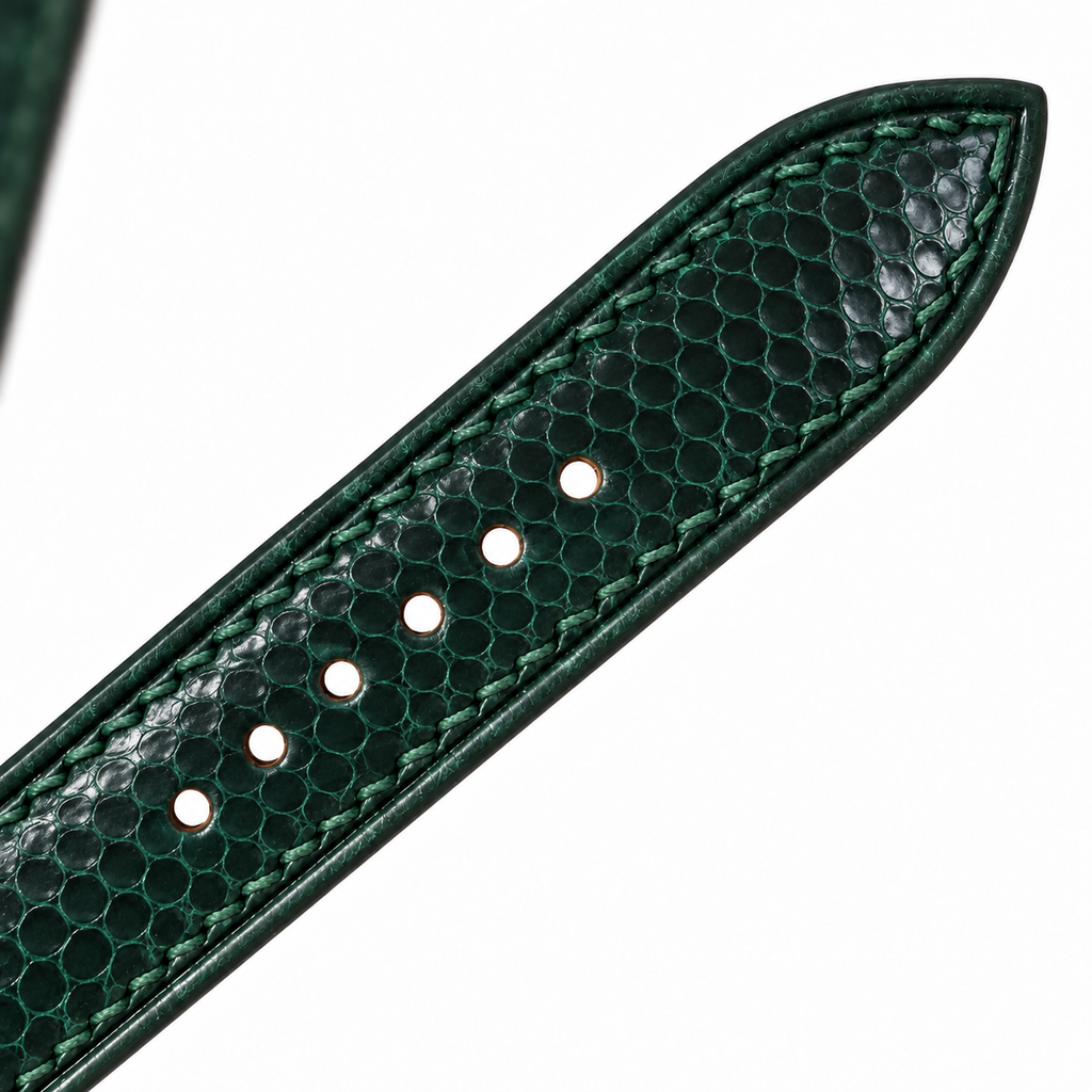 Dark Teal Green Sea Snake Leather Watch Strap