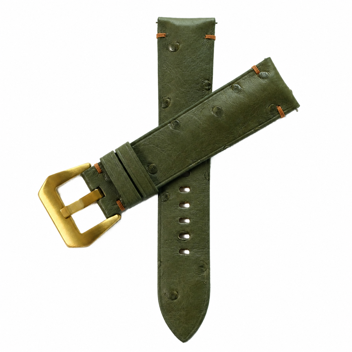 Dark Olive Green Ostrich Leather Watch Strap