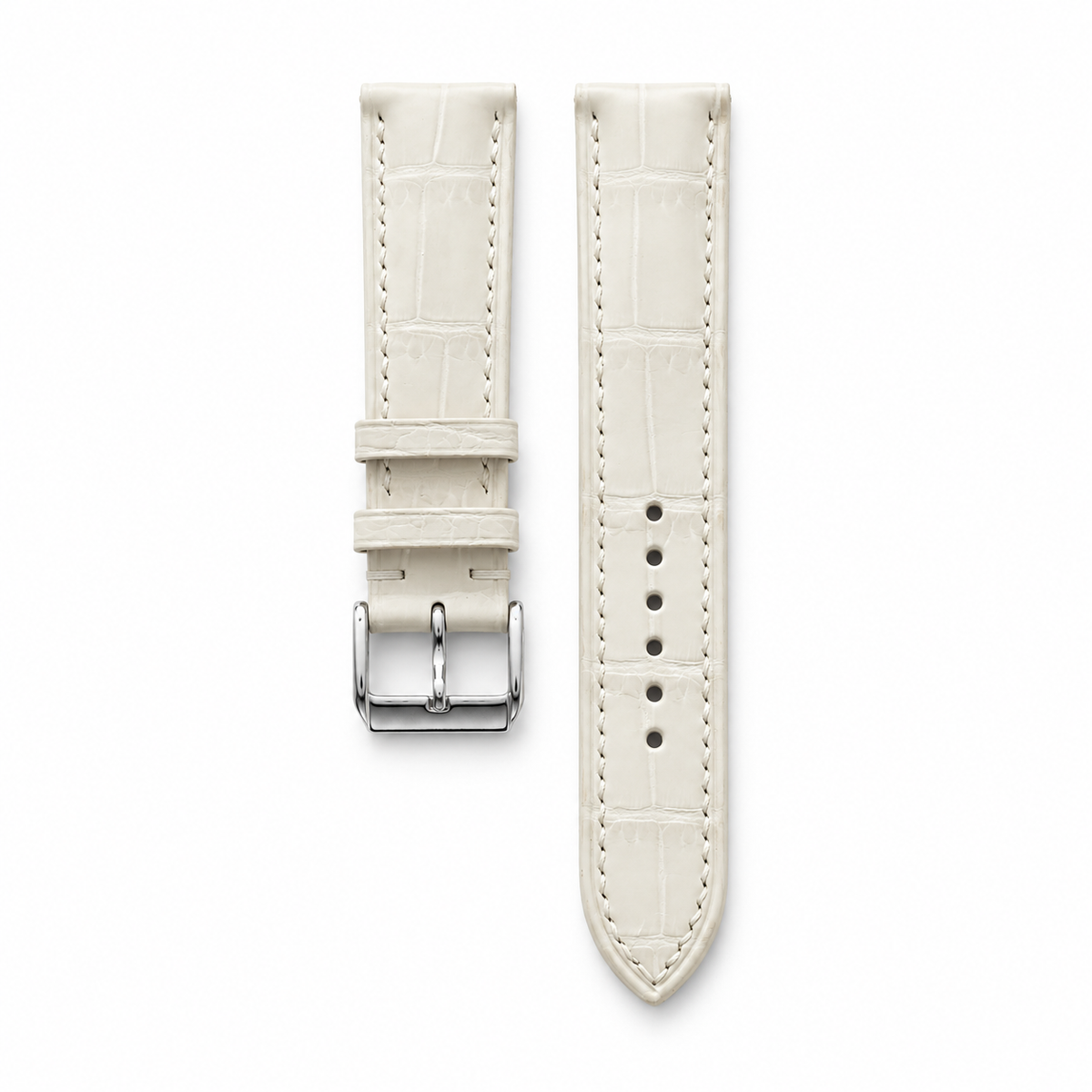 Ivory White Alligator Leather Watch Strap