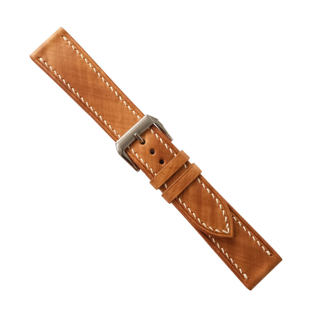 Diamond Basket Weave Tan Patina Vegetable Tanned Leather Watch Strap
