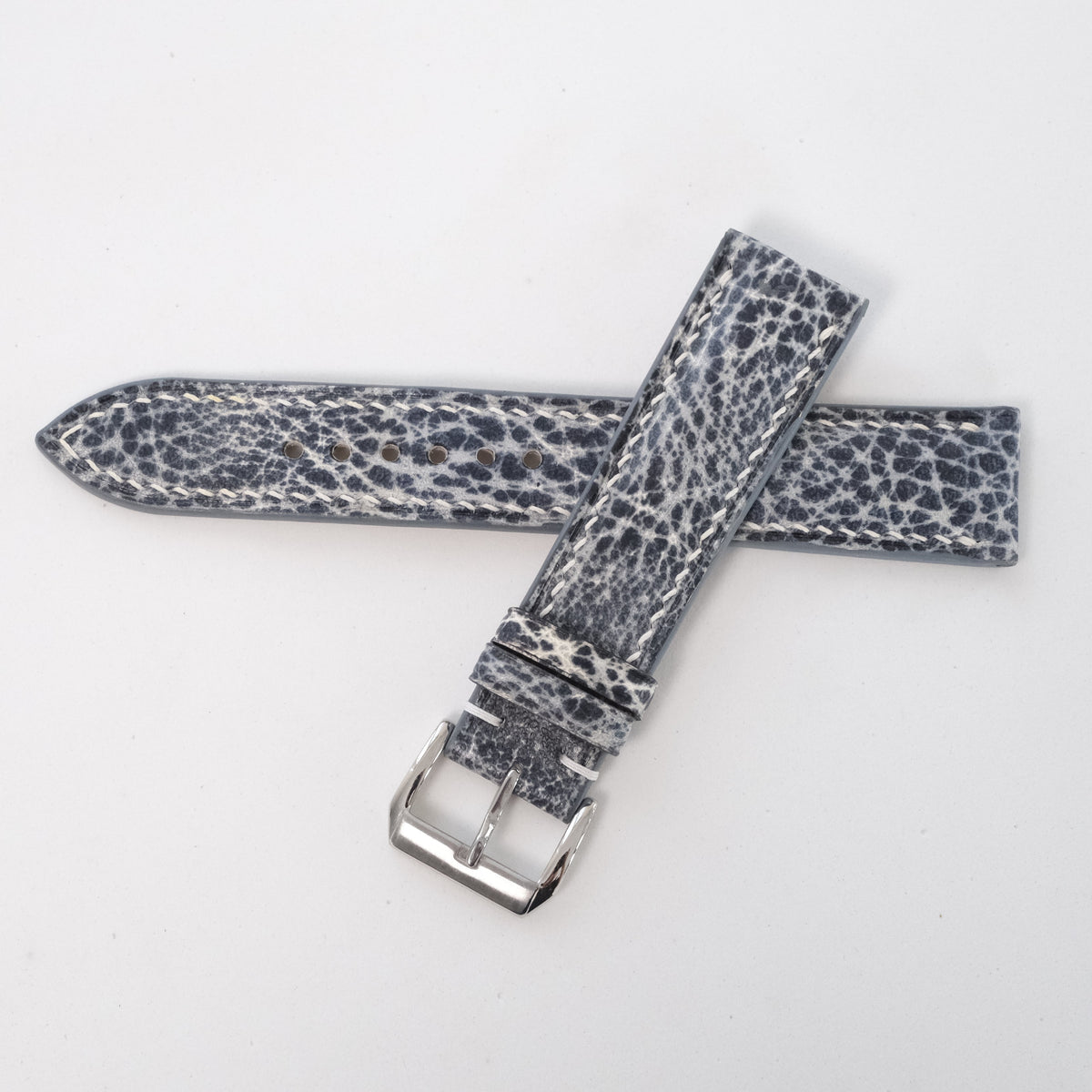 Distressed Blue Gray Italian Leather Watch Strap