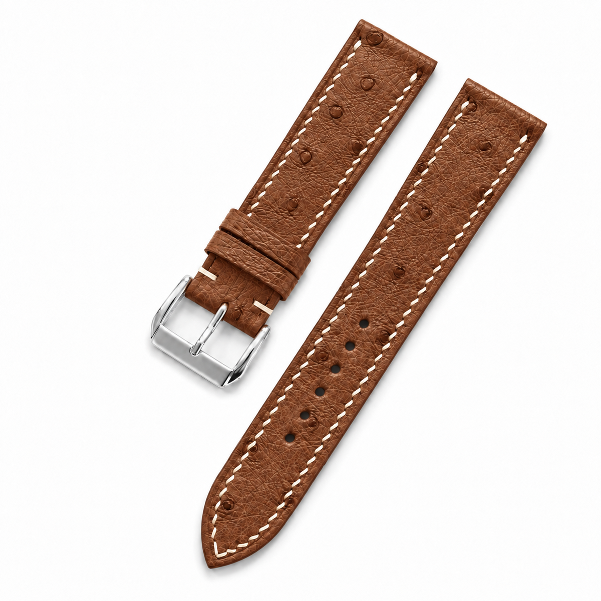 Cognac Brown Ostrich Leather Watch Strap