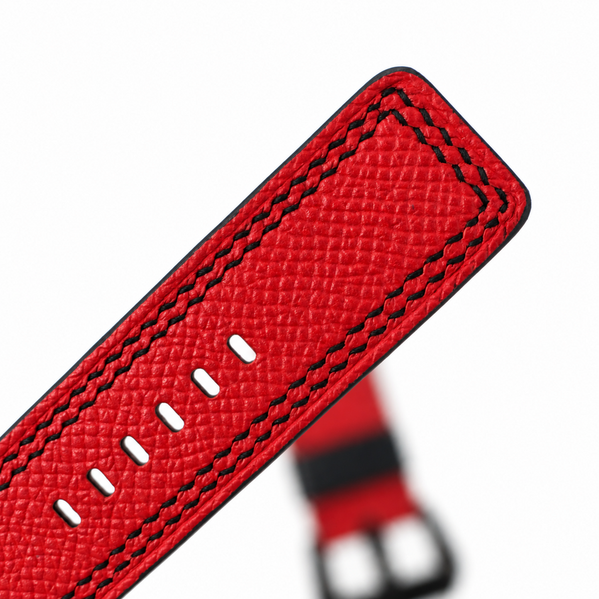Red 3 Holes Rally Epsom Leather Watch Strap