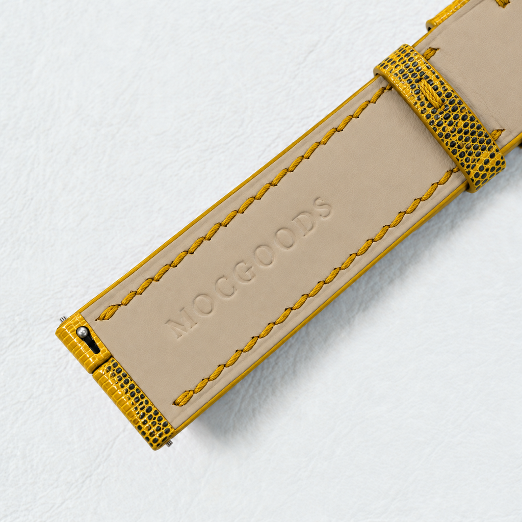 Yellow Black Lizard Leather Watch Strap