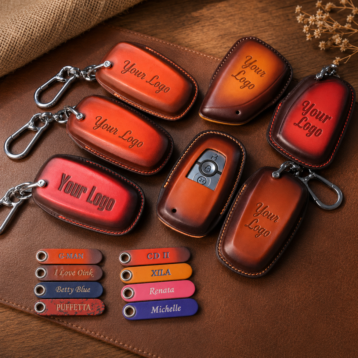 Custom Leather Key Fob Cover Compatible with Ford F-150
