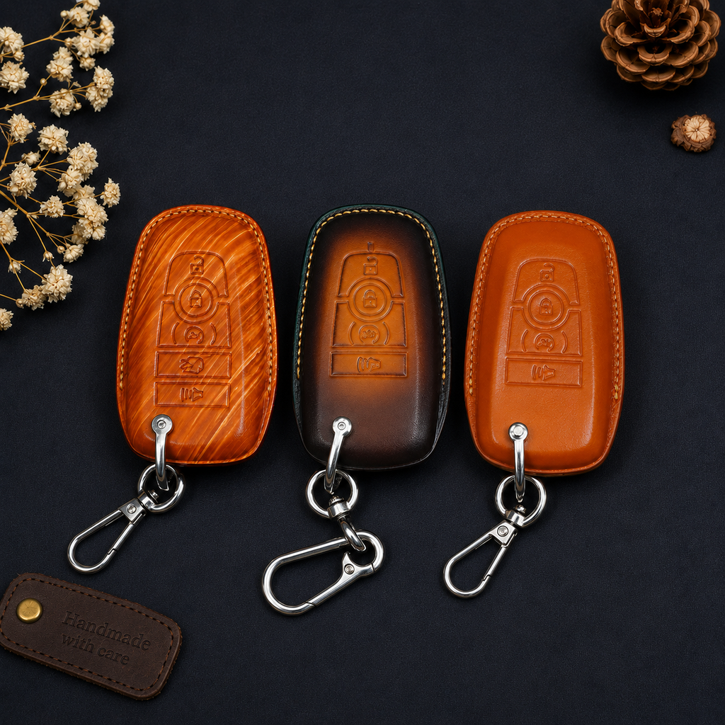 Handcrafted Leather Key Fob Cover Compatible with Ford F-150