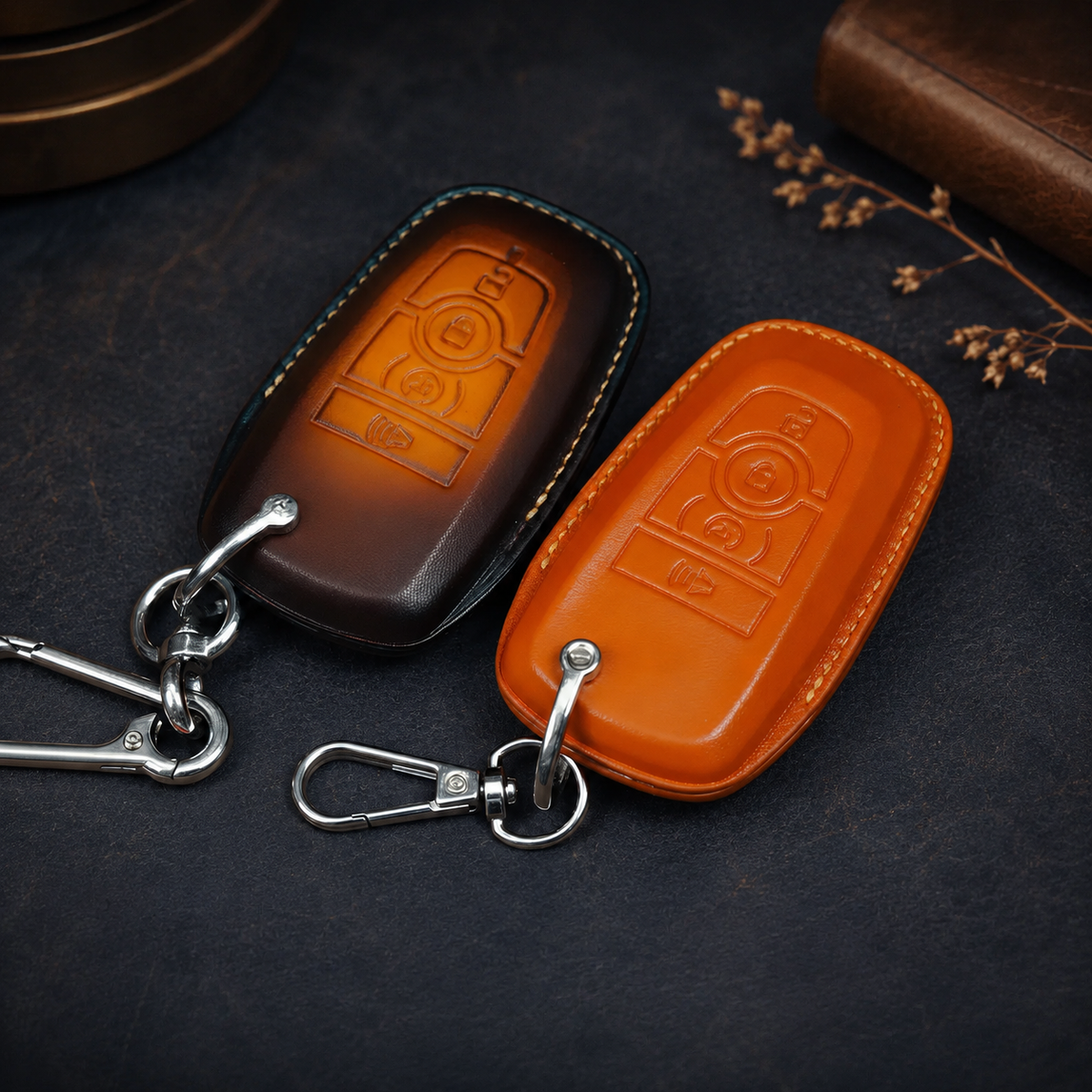 Handcrafted Leather Key Fob Cover Compatible with Ford F-150