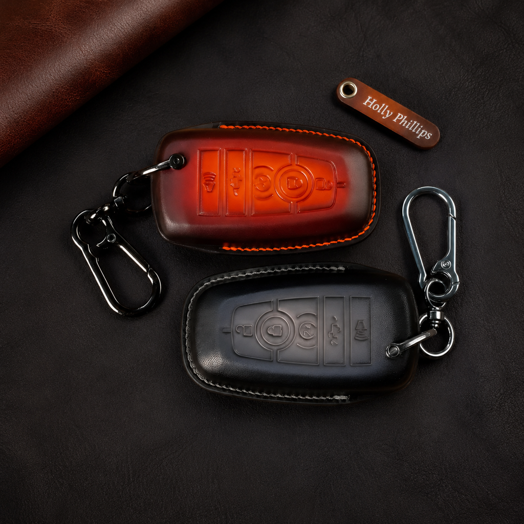 Handcrafted Leather Key Fob Cover Compatible with Ford F-150
