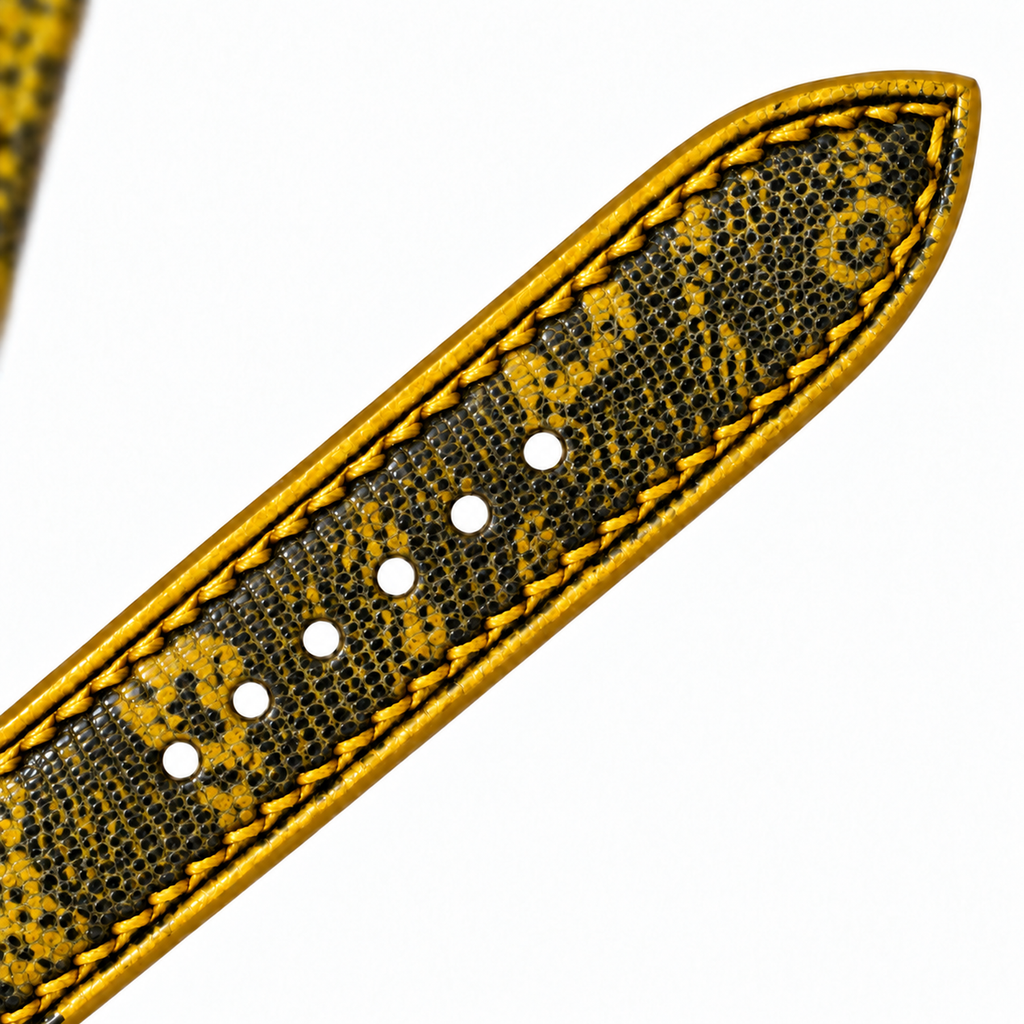Yellow Black Lizard Leather Watch Strap