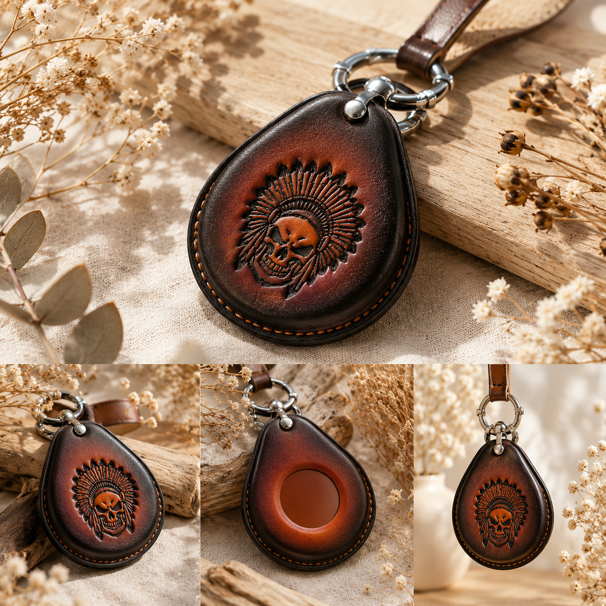 Custom Leather Key Fob Cover Compatible with Harley-Davidson Low Rider