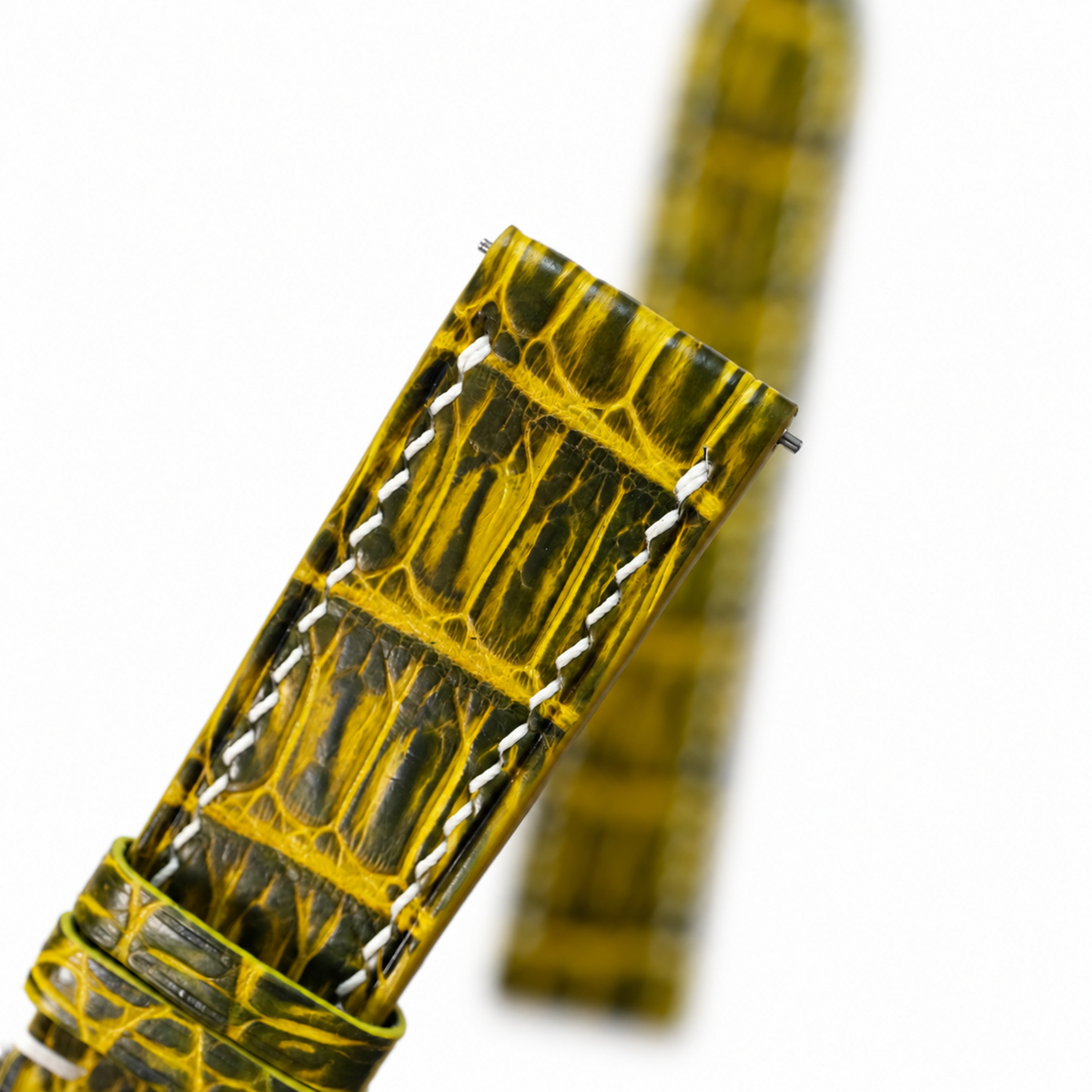Lemon Yellow Patina Alligator Leather Watch Strap