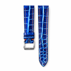 Patina Blue White Alligator Leather Watch Strap